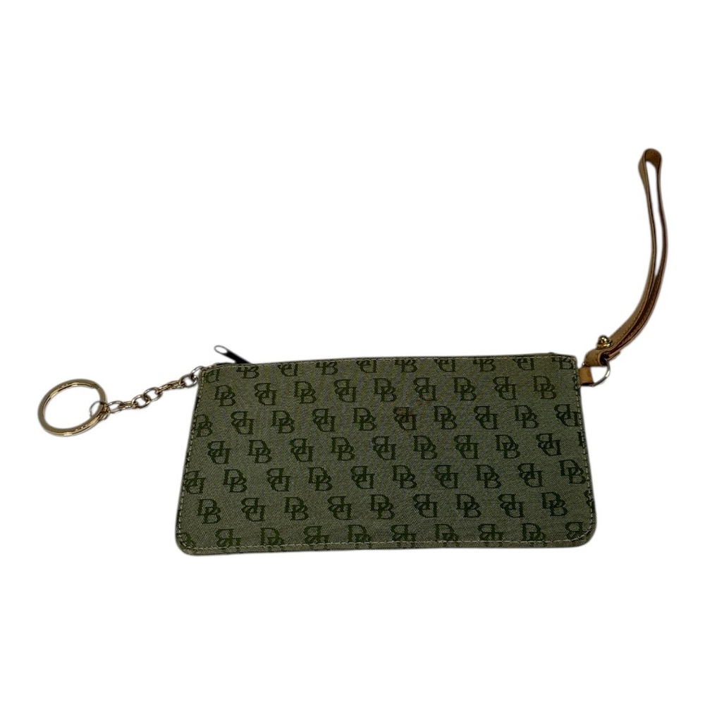 VTG y2k Dooney & Bourke Green DB Monogram Canvas Wristlet